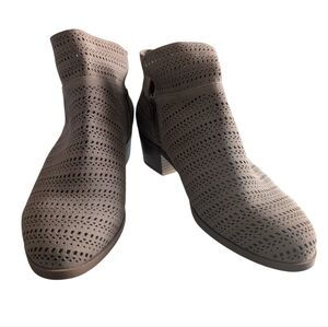 Wide Width Perforated Tan Ankle Boots